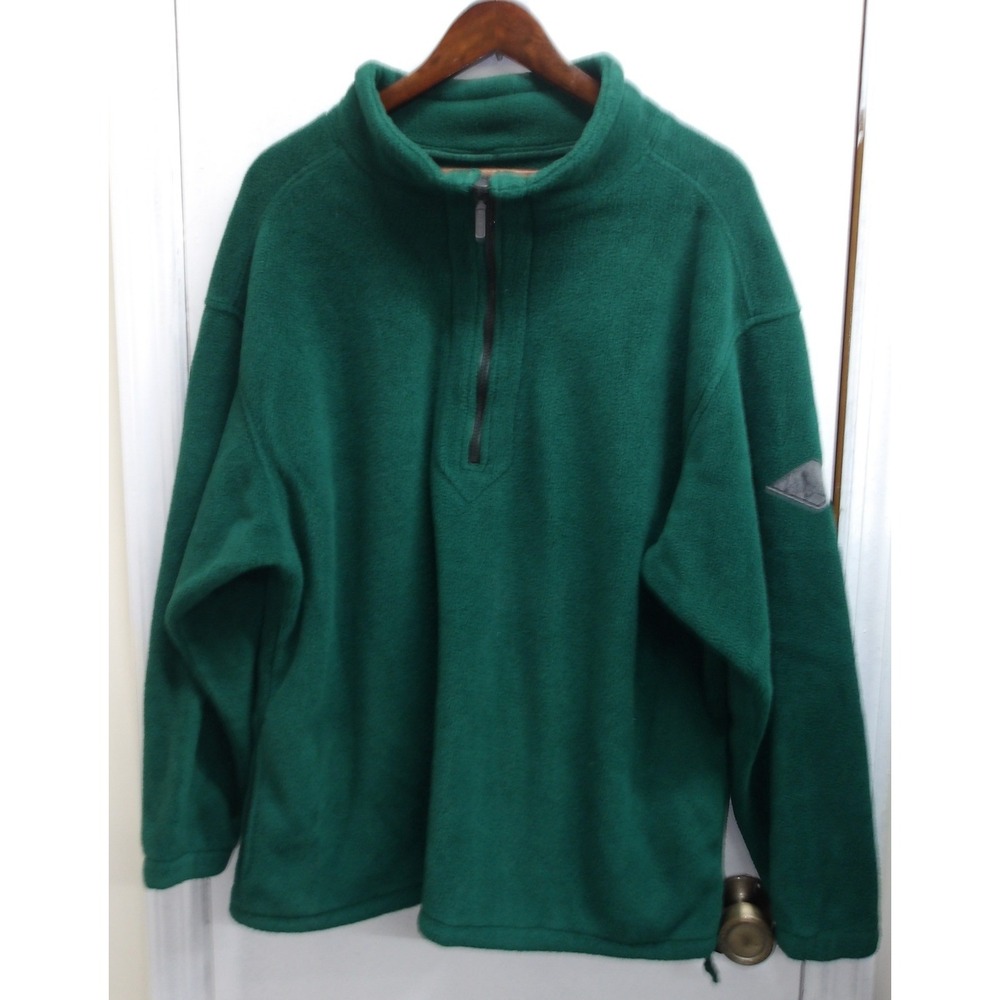 Eddie Bauer Men's Green Fleece Quarter Zip Pullover Sweater L / #26163